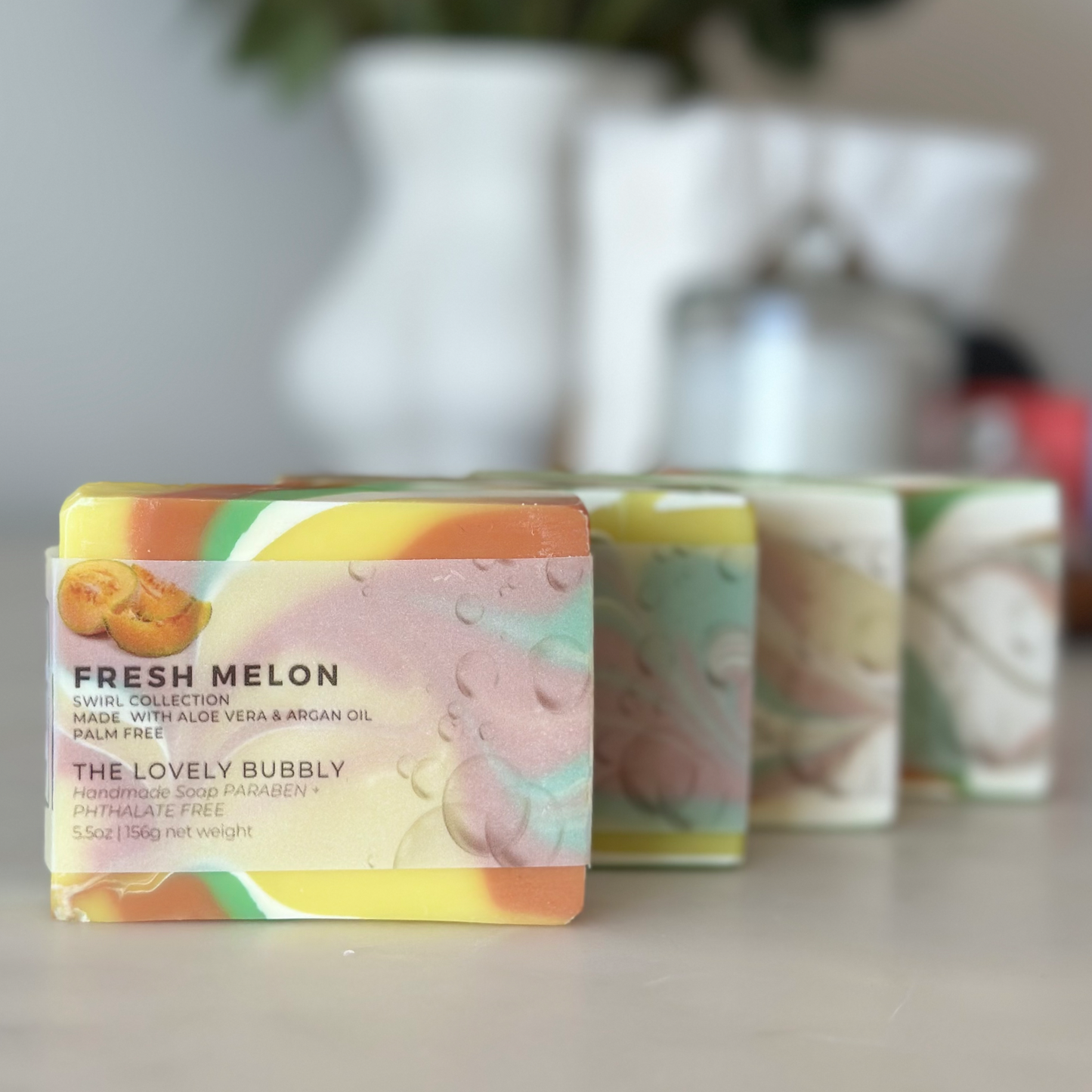 🍈 Fresh Melon Swirl Soap